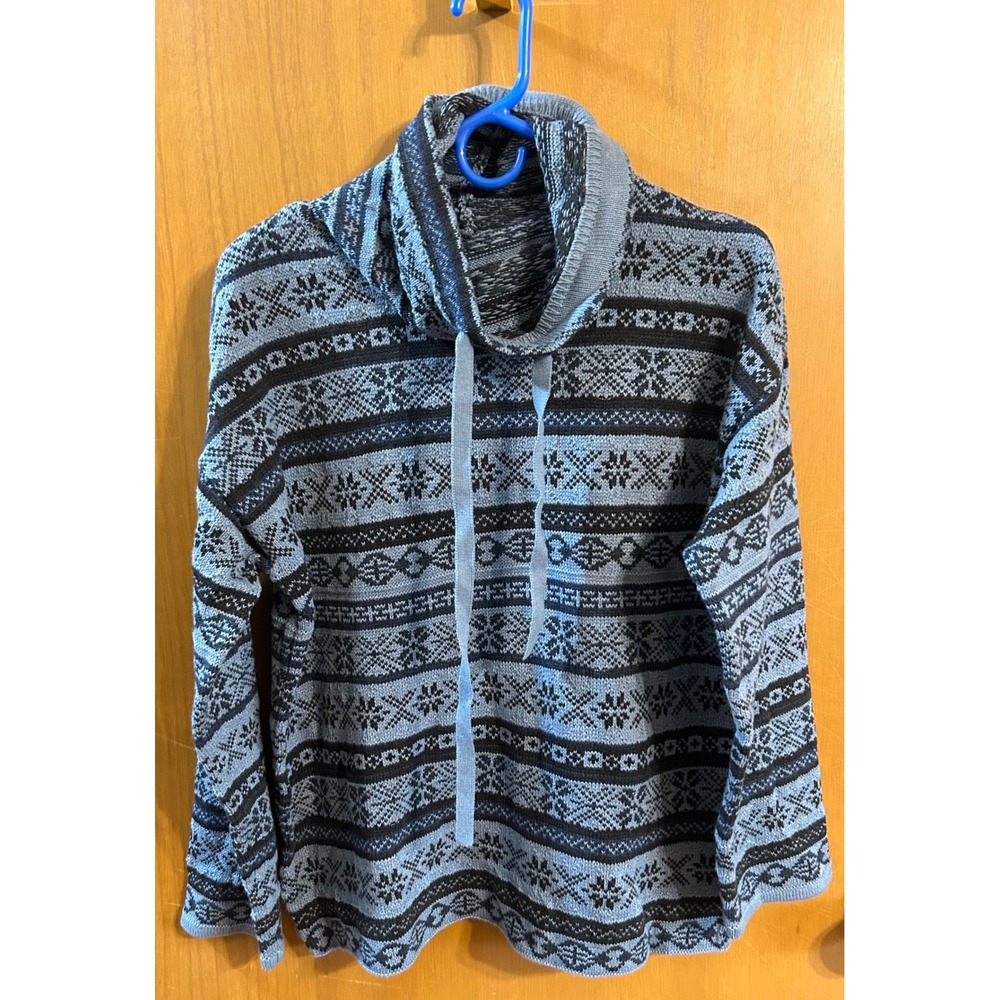 NWT Chaps Fair Isle Cowl Neck Sweater Medium Blue Nordic Holiday Knit Pullover